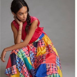 Anthropologie Maeve Patchwork A-line Skirt with pockets